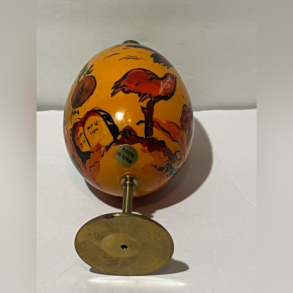VTG Russian Lacquer Wood Egg Oil Painted Baby Dragon Birds Candles HTF Easter - Picture 9 of 11